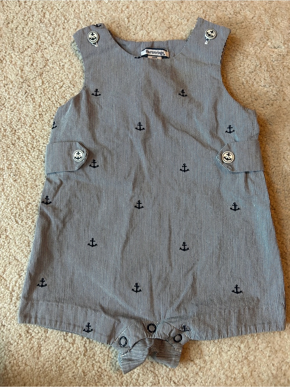 Hartstrings Navy Stripe Anchor Romper